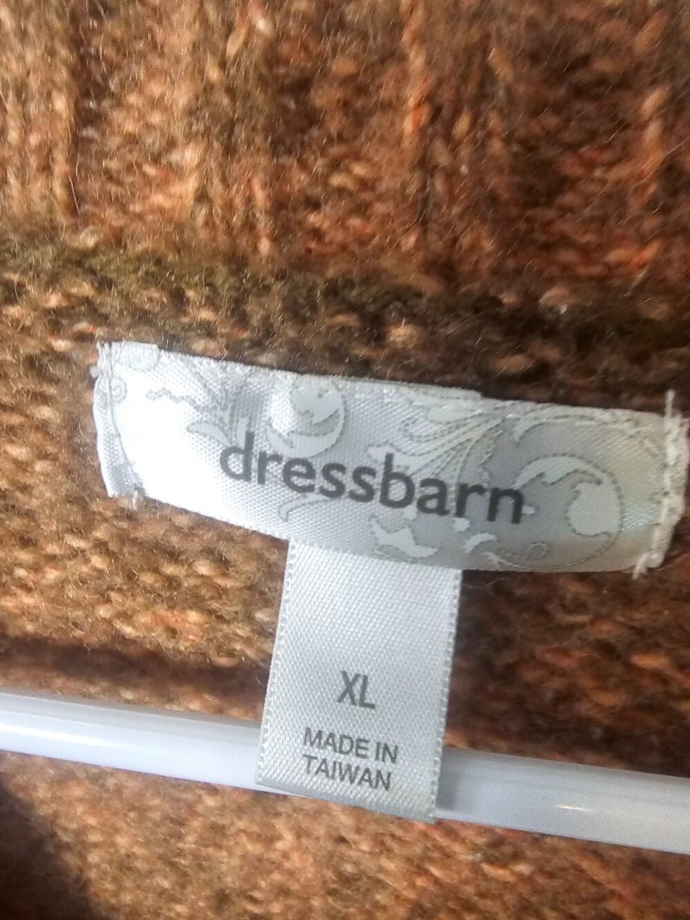 Vintage Dressbarn Cardigan Brown Short Sleeves Twee Retro Stripes XL - Picture 5 of 8